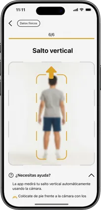 Pantalla de la app Visorias con el perfil deportivo de un atleta